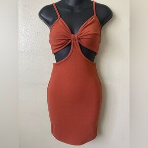 Women’s New Small Orange Bodycon Fitted Summer Dress